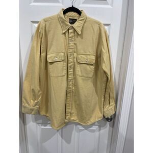 Klondike Button Down Shirt Men's XL Beige Cotton Pockets Vintage Long Sleeves